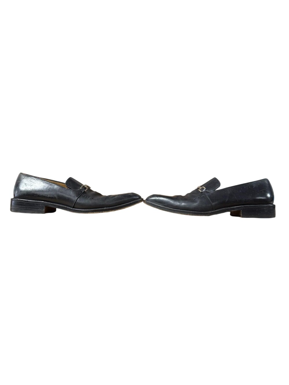 Salvatore Ferragamo Shoes Mens Size 9.5 Black Leather Monk Strap Italy UG21313